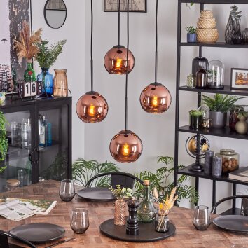 Koyoto Lámparas suspendidas, Luminarias esféricas, Lámpara colgante de clúster Color cobre, 4 luces
