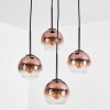 Koyoto Lámparas suspendidas, Luminarias esféricas, Lámpara colgante de clúster Transparente, Color cobre, 4 luces
