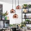 Koyoto Lámparas suspendidas, Luminarias esféricas, Lámpara colgante de clúster Transparente, Color cobre, 3 luces