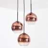 Koyoto Lámparas suspendidas, Luminarias esféricas, Lámpara colgante de clúster Transparente, Color cobre, 3 luces