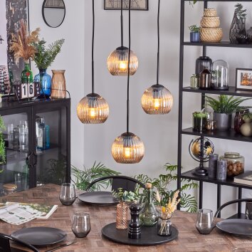 Koyoto Lámparas suspendidas, Luminarias esféricas, Lámpara colgante de clúster Colores ámbar, 4 luces