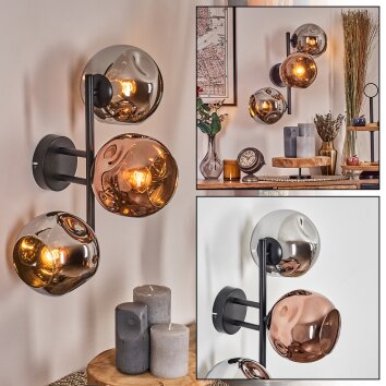 Ripoll Luminarias esféricas, Apliques Cromo, Color cobre, Ahumado, 3 luces