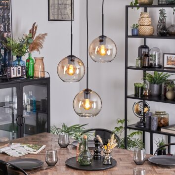 Koyoto Lámparas suspendidas, Luminarias esféricas, Lámpara colgante de clúster Colores ámbar, Transparente, 3 luces