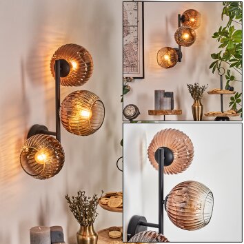 Ripoll Luminarias esféricas, Apliques Transparente, Color cobre, 3 luces