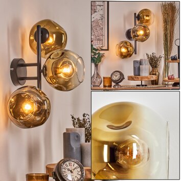 Ripoll Luminarias esféricas, Apliques dorado, Transparente, 3 luces