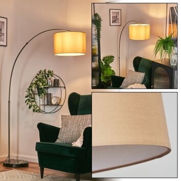 Soungou Lámpara de pie, Lámparas de pie tipo arco Níquel-mate, Negro, 1 luz, Pantalla de tela