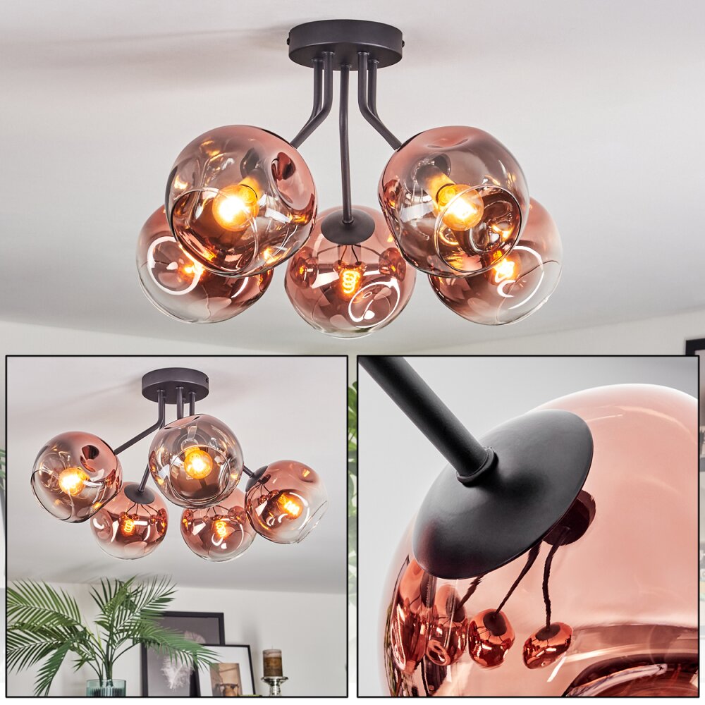 Ripoll Plafones, Luminarias esféricas Transparente, Color cobre, 5 luces main product photo
