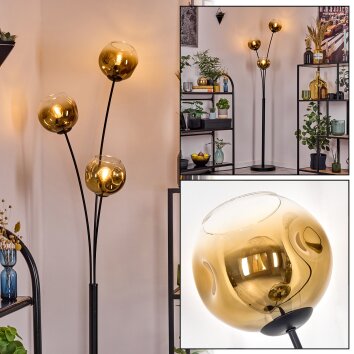Ripoll Luminarias esféricas, Lámpara de pie dorado, Transparente, 3 luces