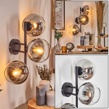 Koyoto Luminarias esféricas, Apliques Cromo, Transparente, Ahumado, 3 luces