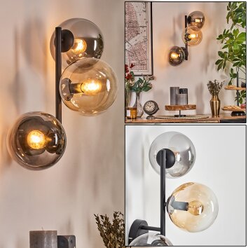 Gastor Luminarias esféricas, Apliques Colores ámbar, Transparente, Ahumado, 3 luces