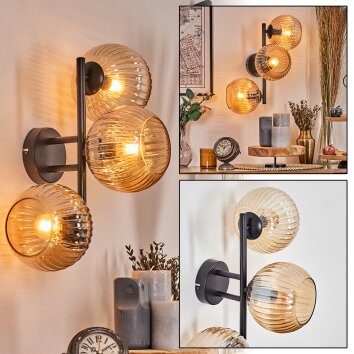 Koyoto Luminarias esféricas, Apliques Colores ámbar, 3 luces