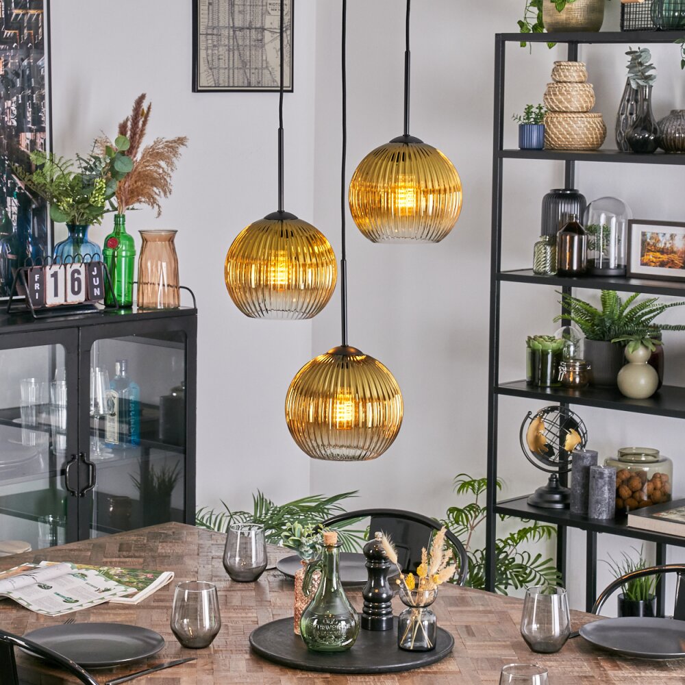 Koyoto Lámparas suspendidas, Luminarias esféricas, Lámpara colgante de clúster 30 cm dorado, Transparente, 3 luces main product photo