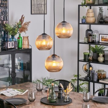 Koyoto Lámparas suspendidas, Luminarias esféricas, Lámpara colgante de clúster 30 cm Colores ámbar, 3 luces
