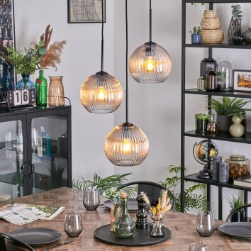 Koyoto Lámparas suspendidas, Luminarias esféricas, Lámpara colgante de clúster 30 cm Colores ámbar, Transparente, 3 luces