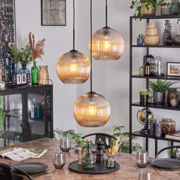 Koyoto Lámparas suspendidas, Luminarias esféricas, Lámpara colgante de clúster 30 cm Colores ámbar, 3 luces