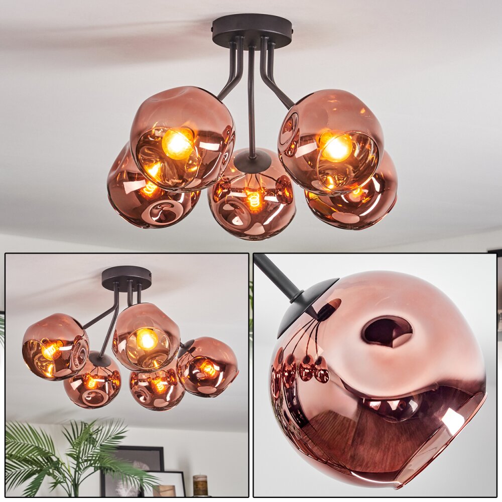 Ripoll Plafones, Luminarias esféricas Color cobre, 5 luces main product photo