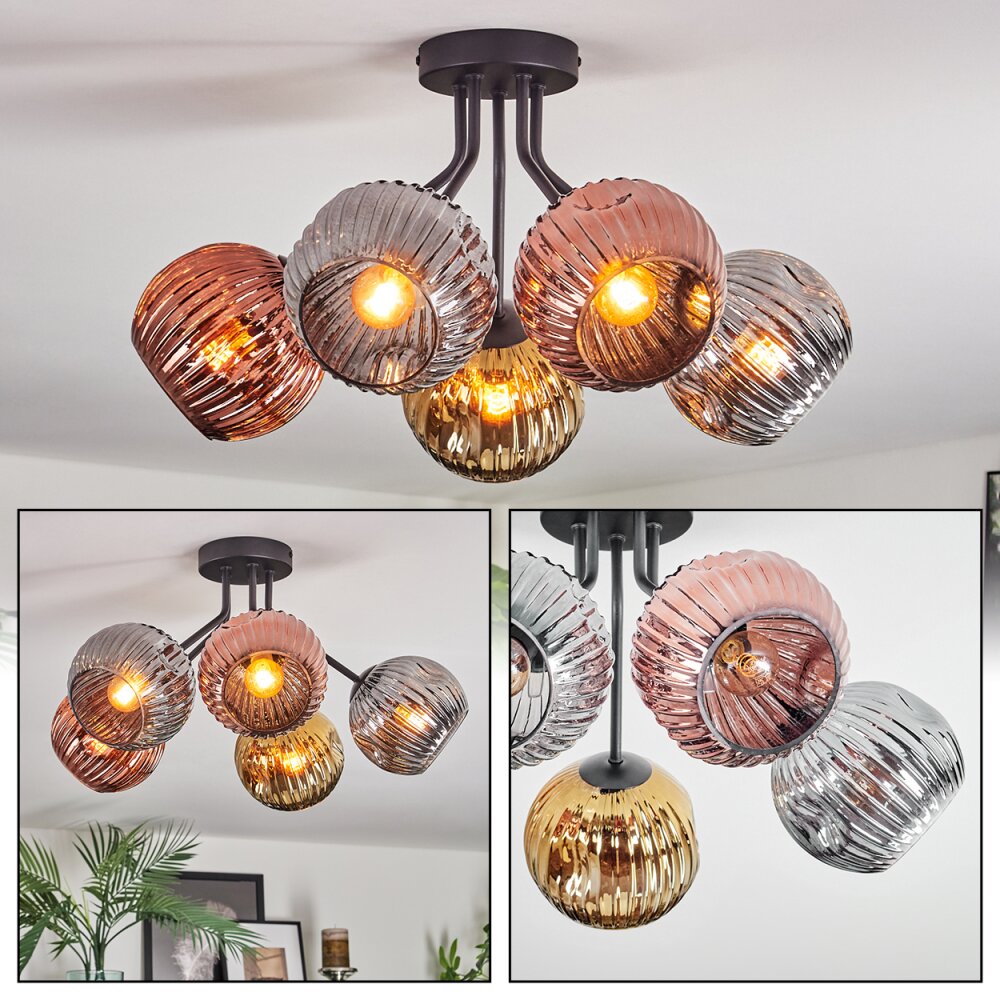 Ripoll Plafones, Luminarias esféricas Cromo, dorado, Color cobre, Ahumado, 5 luces main product photo