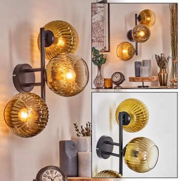 Koyoto Luminarias esféricas, Apliques dorado, Transparente, 3 luces
