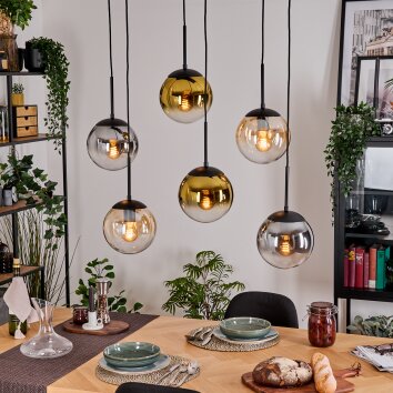 Gastor Lámparas suspendidas, Luminarias esféricas, Lámparas colgantes Colores ámbar, dorado, Transparente, Ahumado, 6 luces