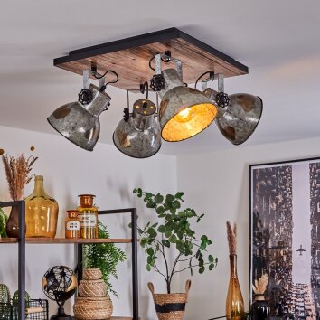 Hora Lámpara de Techo Negro, 4 luces