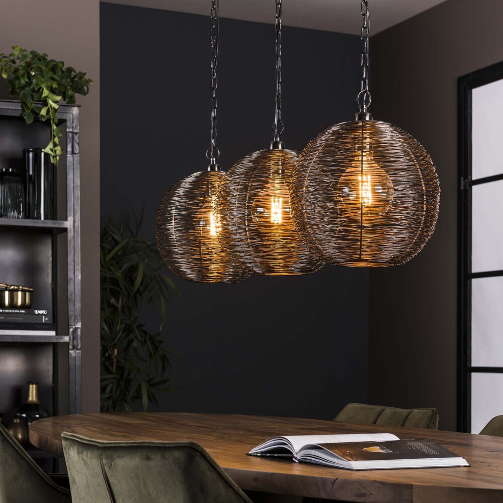 Leeville Lámpara Colgante Níquel-mate, Negro, 3 luces main product photo