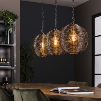 Leeville Lámpara Colgante Níquel-mate, Negro, 3 luces
