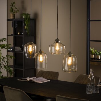 Polvero Lámpara Colgante Plata Antigua, 4 luces