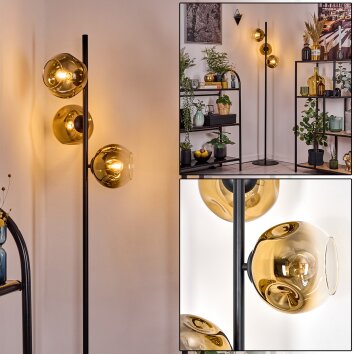 Ripoll Lámpara de pie dorado, Transparente, 3 luces
