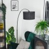 Bassagoda Lámpara de pie, Lámparas de pie tipo arco Cromo, Negro, 1 luz, Pantalla de lámpara de tela