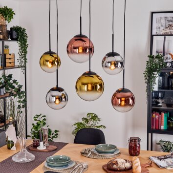 Gastor Lámparas suspendidas, Luminarias esféricas, Lámparas colgantes Cromo, dorado, Transparente, Color cobre, Ahumado, 6 luces