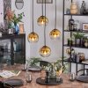 Koyoto Lámparas suspendidas, Luminarias esféricas, Lámpara colgante de clúster 35 cm dorado, Transparente, 4 luces