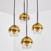 Koyoto Lámparas suspendidas, Luminarias esféricas, Lámpara colgante de clúster 35 cm dorado, Transparente, 4 luces