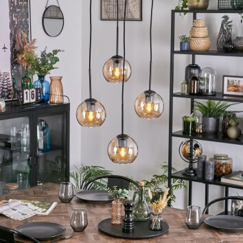Koyoto Lámparas suspendidas, Luminarias esféricas, Lámpara colgante de clúster 35 cm Colores ámbar, 4 luces