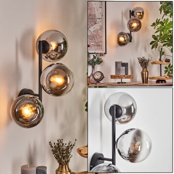 Gastor Luminarias esféricas, Apliques Cromo, Transparente, Ahumado, 3 luces