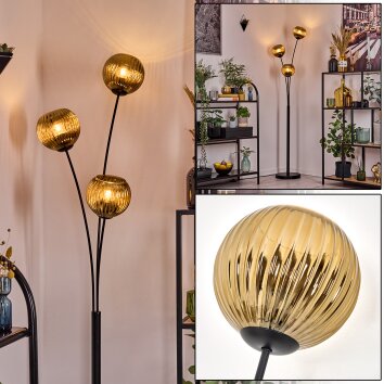Koyoto Luminarias esféricas, Lámpara de pie dorado, 3 luces Koyoto Luminarias esféricas, Lámpara de pie dorado, 3 luces
