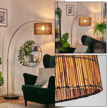 Cando Lámpara de pie, Lámparas de pie tipo arco Latón, Negro, 1 luz