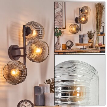 Ripoll Luminarias esféricas, Apliques Transparente, Ahumado, 3 luces