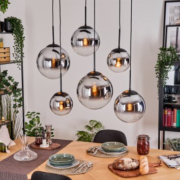 Gastor Lámparas suspendidas, Luminarias esféricas, Lámparas colgantes Cromo, Transparente, Ahumado, 6 luces