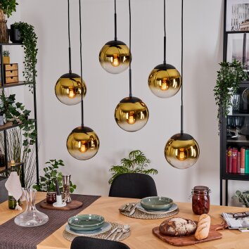Gastor Lámparas suspendidas, Luminarias esféricas, Lámparas colgantes dorado, Transparente, 6 luces