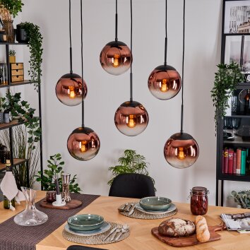 Gastor Lámparas suspendidas, Luminarias esféricas, Lámparas colgantes Transparente, Color cobre, 6 luces