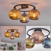 Koyoto Plafones, Luminarias esféricas Azul, dorado, Color cobre, 3 luces