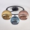 Koyoto Plafones, Luminarias esféricas Azul, dorado, Color cobre, 3 luces