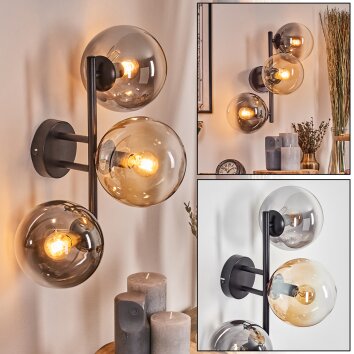Gastor Luminarias esféricas, Apliques Colores ámbar, Transparente, Ahumado, 3 luces