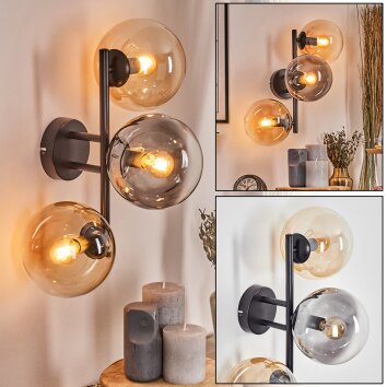 Gastor Luminarias esféricas, Apliques Colores ámbar, Transparente, Ahumado, 3 luces