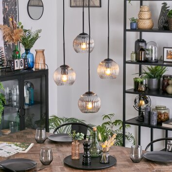 Koyoto Lámparas suspendidas, Luminarias esféricas, Lámpara colgante de clúster Colores ámbar, Transparente, Ahumado, 4 luces