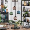 Koyoto Lámparas suspendidas, Luminarias esféricas, Lámpara colgante de clúster Azul, Verde, Color cobre, 4 luces