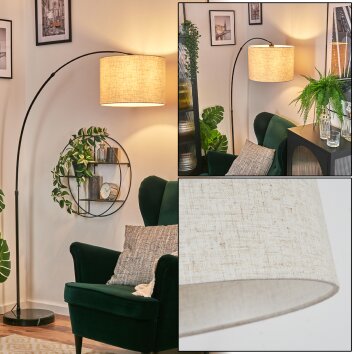 Bassagoda Lámpara de pie, Lámparas de pie tipo arco Cromo, Negro, 1 luz