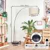 Bassagoda Lámpara de pie, Lámparas de pie tipo arco Cromo, Negro, 1 luz, Pantalla de lámpara de tela