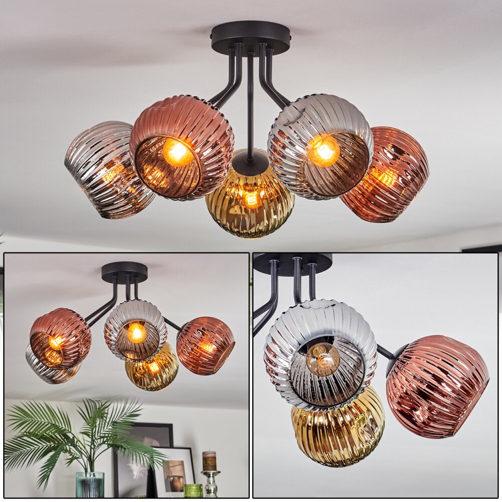 Ripoll Plafones, Luminarias esféricas Cromo, dorado, Color cobre, Ahumado, 5 luces main product photo