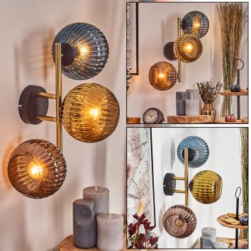 Koyoto Luminarias esféricas, Apliques dorado, Negro, 3 luces